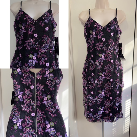 Purple Embroidered Bodycon Midi Dress - Picture 8 of 8